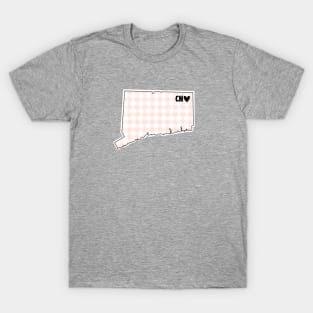 USA States: Connecticut (pink plaid) T-Shirt